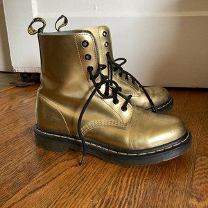 Dr. Martens Pascal Patent Leather Gold Metallic Ankle Boots